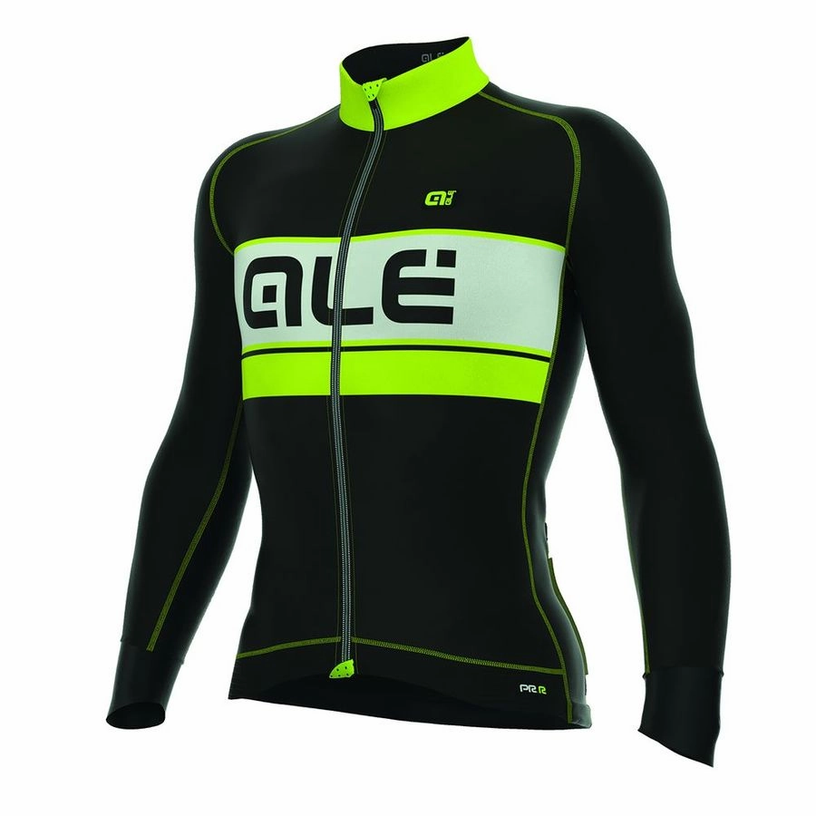 Ale Bering L/S jersey - Black Yellow Fluo