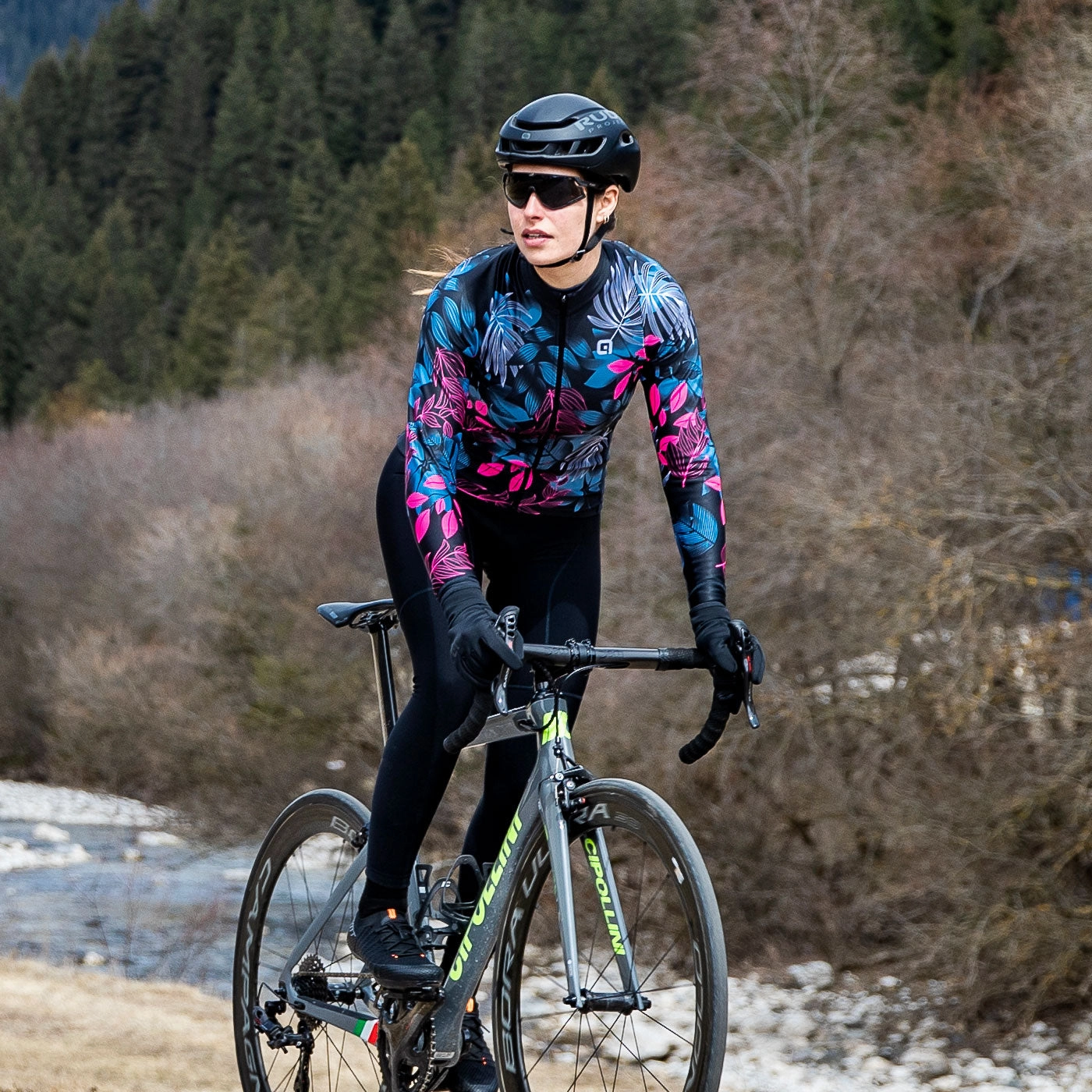 Ale PRR Green Garden long sleeve woman jersey - Black