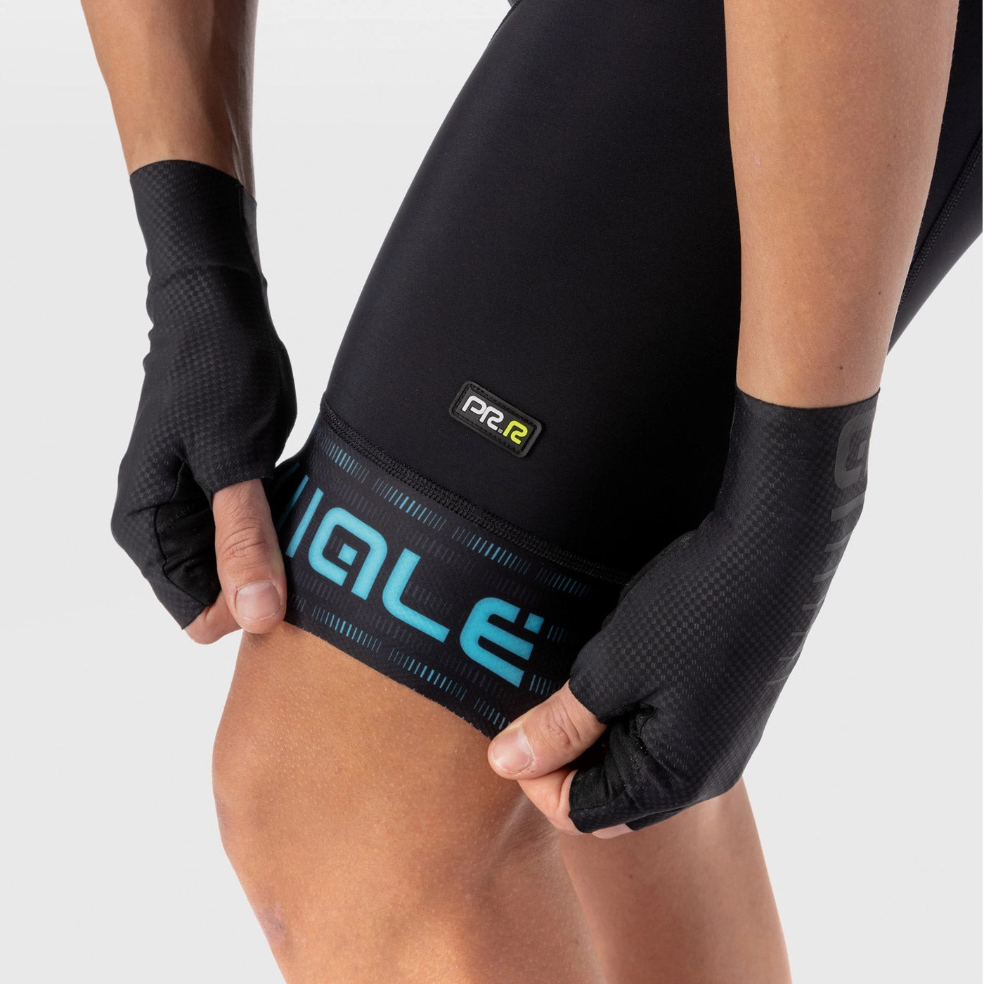 Ale PRR Green Road bib shorts - Black turquoise