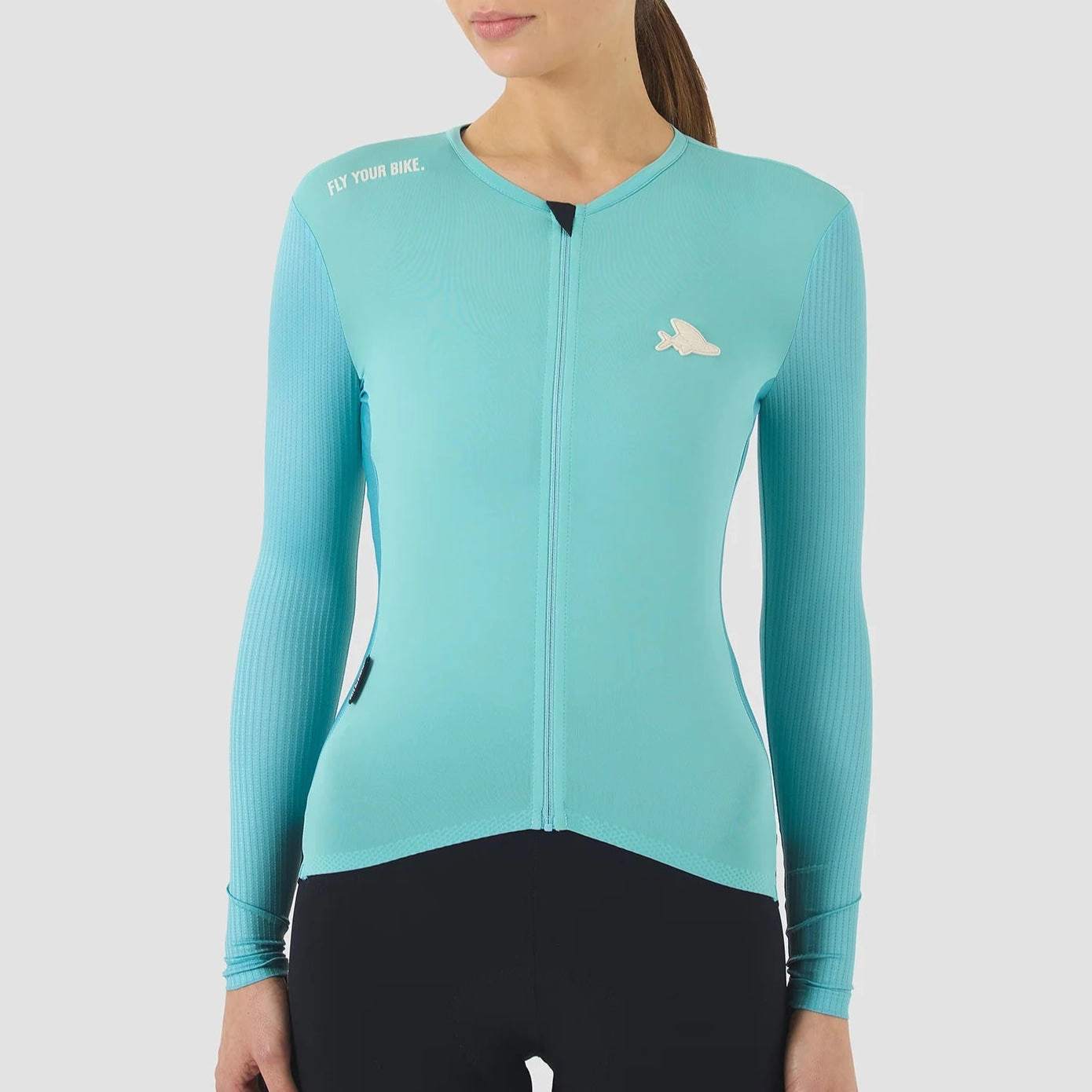 Cafe du Cycliste Roxane woman long sleeve jersey - Light blue