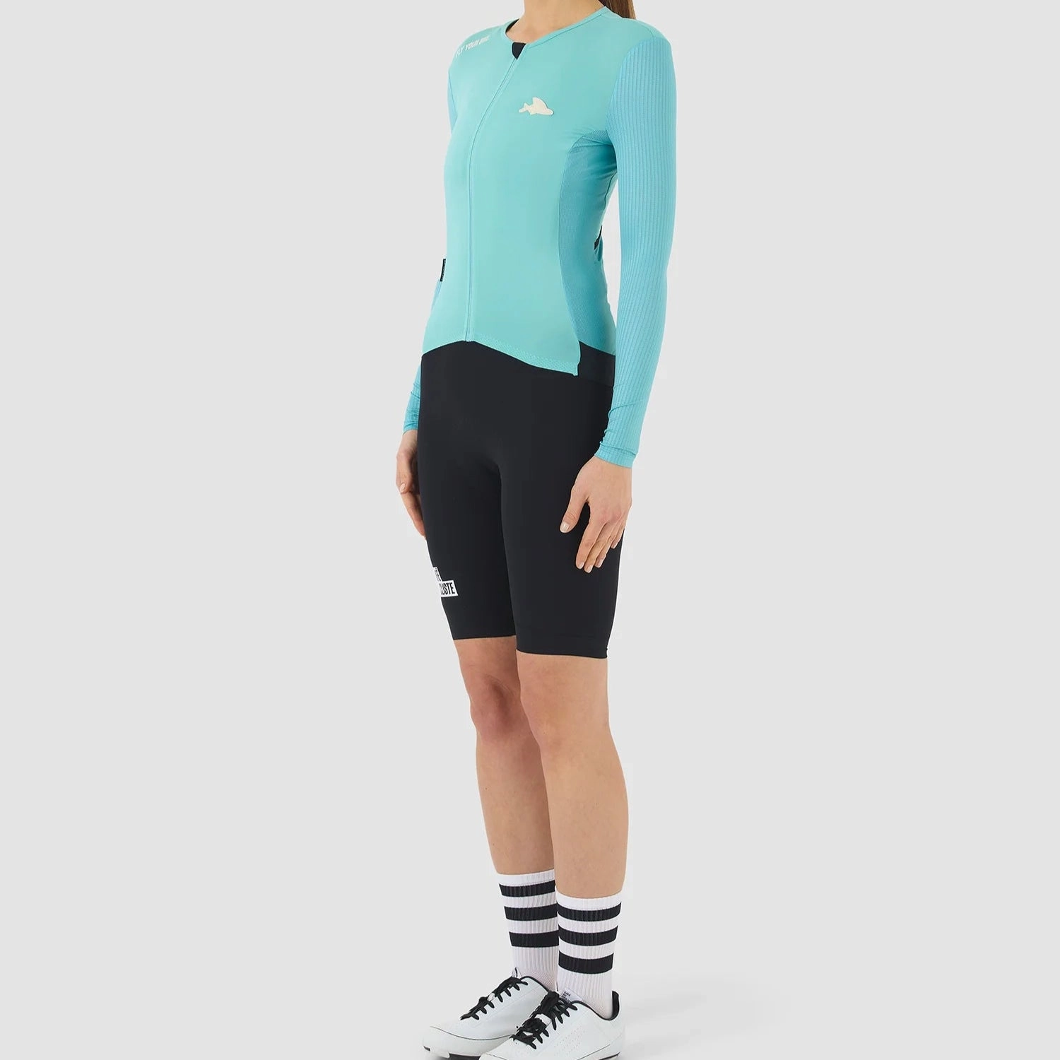 Cafe du Cycliste Roxane woman long sleeve jersey - Light blue