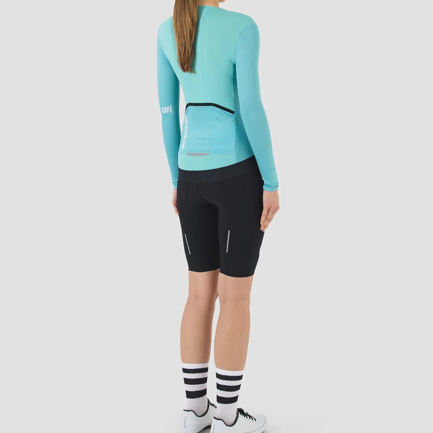 Cafe du Cycliste Roxane woman long sleeve jersey - Light blue