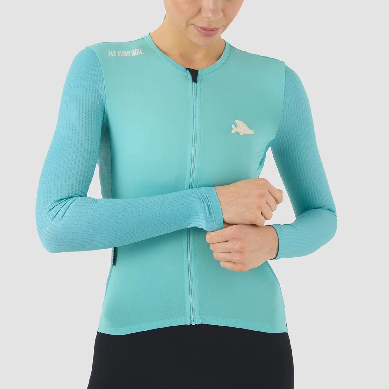 Cafe du Cycliste Roxane woman long sleeve jersey - Light blue