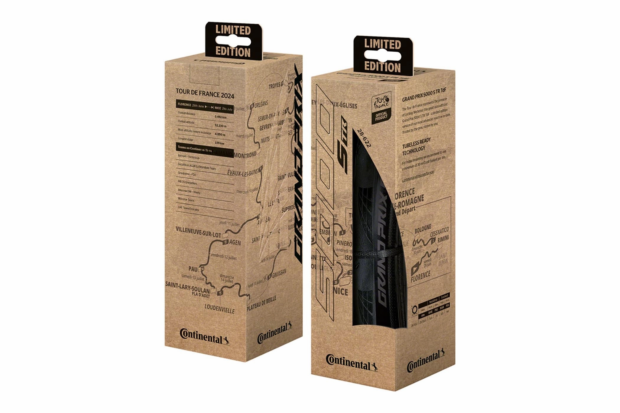 Continental Grand Prix 5000 S TR Tire 700c x 28mm Tubeless Tour de France Limited Edition BlackChili Vectran LazerGrip