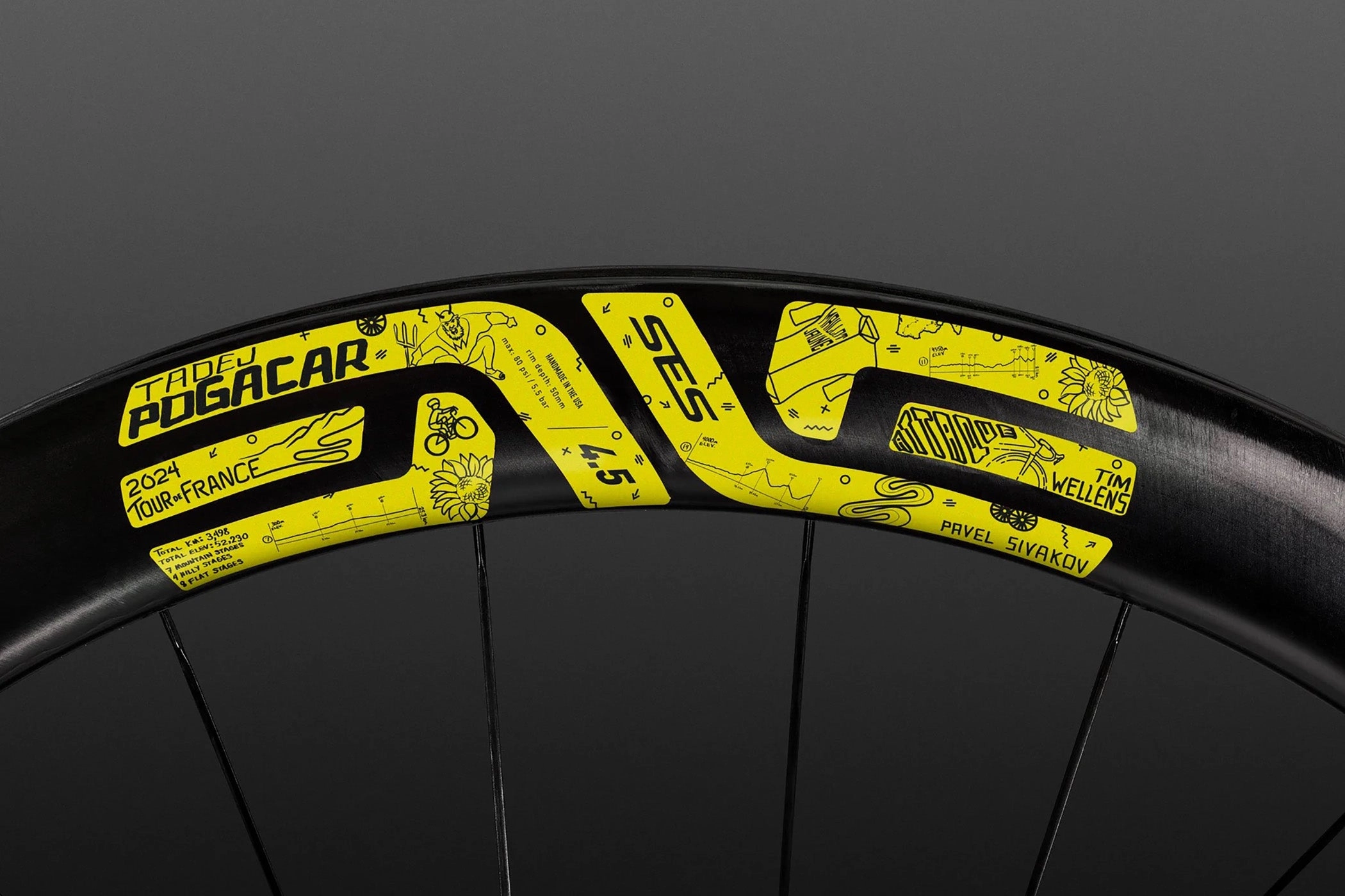ENVE SES 4.5 Carbon Tubeless 700c Rear Wheel - 2024 Tour De France Edition