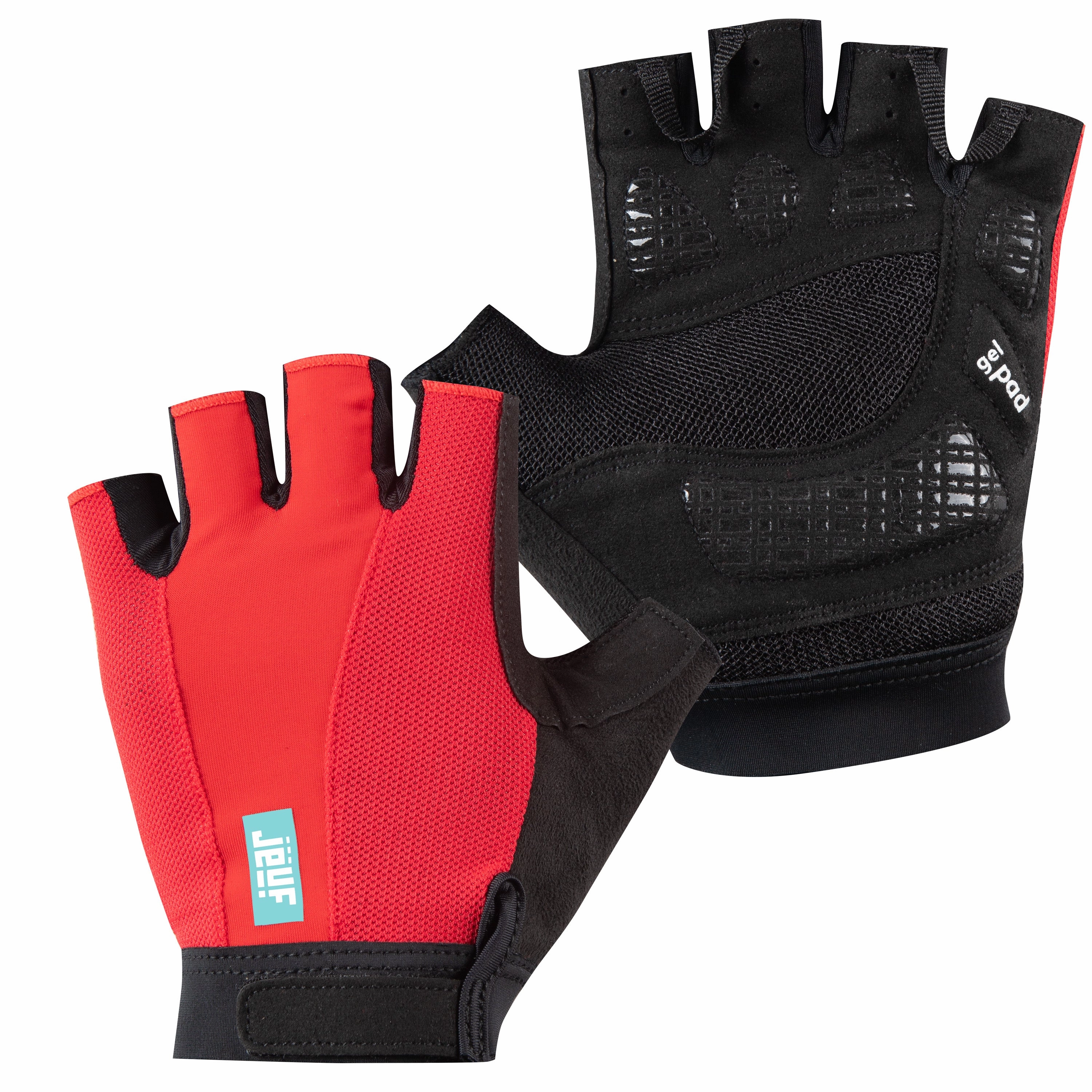 Juf Essential Solid Short Gloves - Black Red 