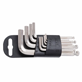 Set of ball-end hex wrenches on plastic clip