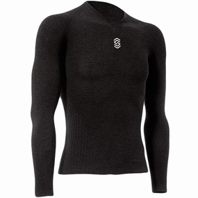 Silverskin Stay Warm V neck long sleeve base layer - Dark grey
