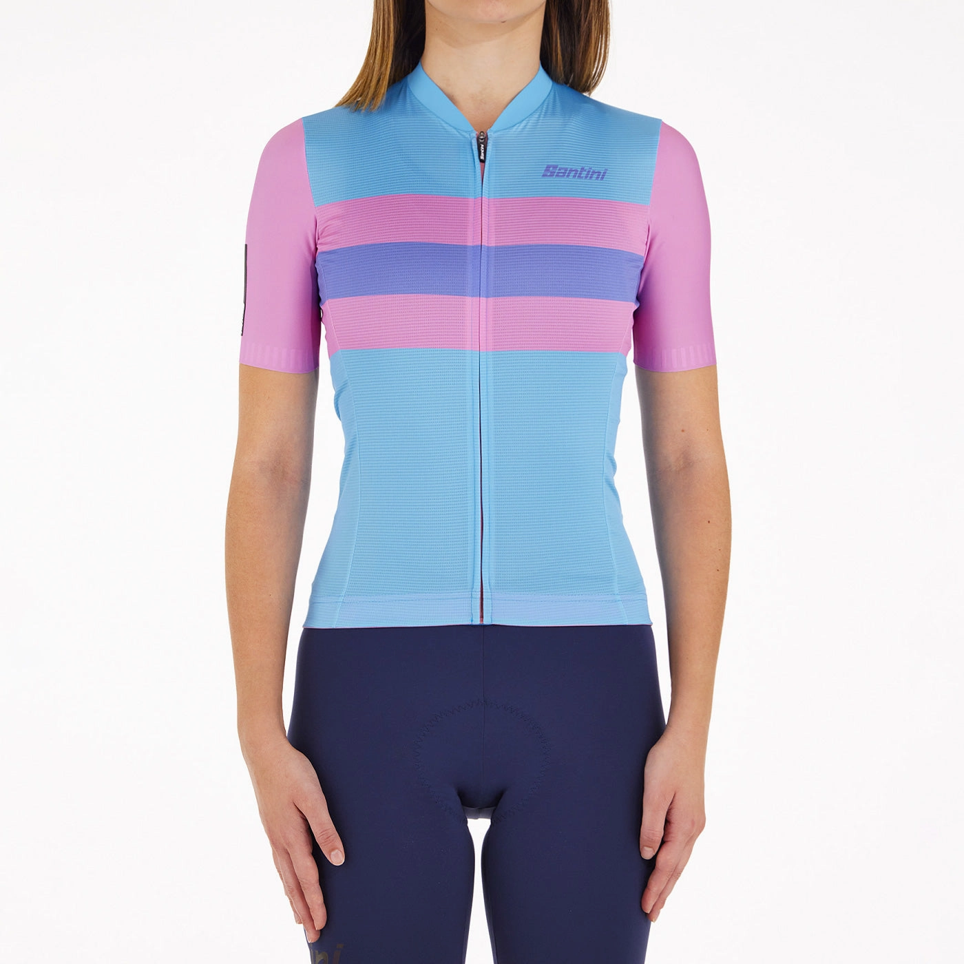 Women's jersey Santini Eco Sleek Bengal - Light Blue Pink